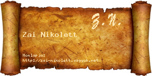 Zai Nikolett névjegykártya